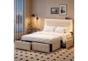 Simurq Polsterbett 140x200 mit LED, Schubladen & Lattenrost Beige Bild 1