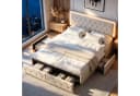 Simurq Polsterbett 140x200 mit LED, Schubladen & Lattenrost Beige Bild 2