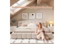 Simurq Polsterbett Bubble Design Beige Grau Leinenstoff Bild 1