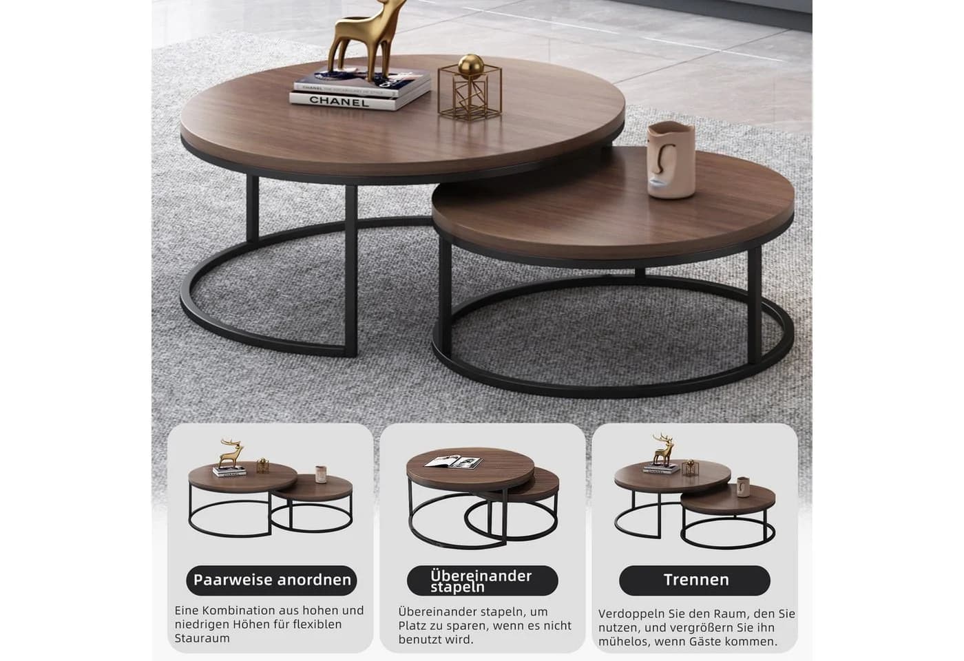 oleyluckidea Couchtisch 90° drehbar braun 2-in-1 - Bild 4
