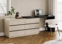 oleyluckidea L-förmiger Schreibtisch mit 6 Schubladen Beige/Schwarz Bild 2