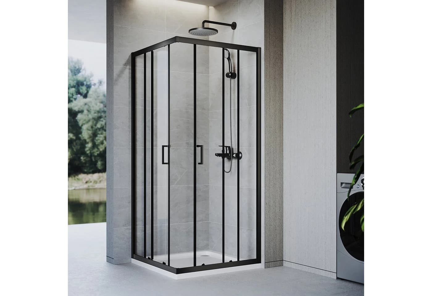 SONNI Eckdusche 80x80cm mit Schiebetür und Sicherheitsglas