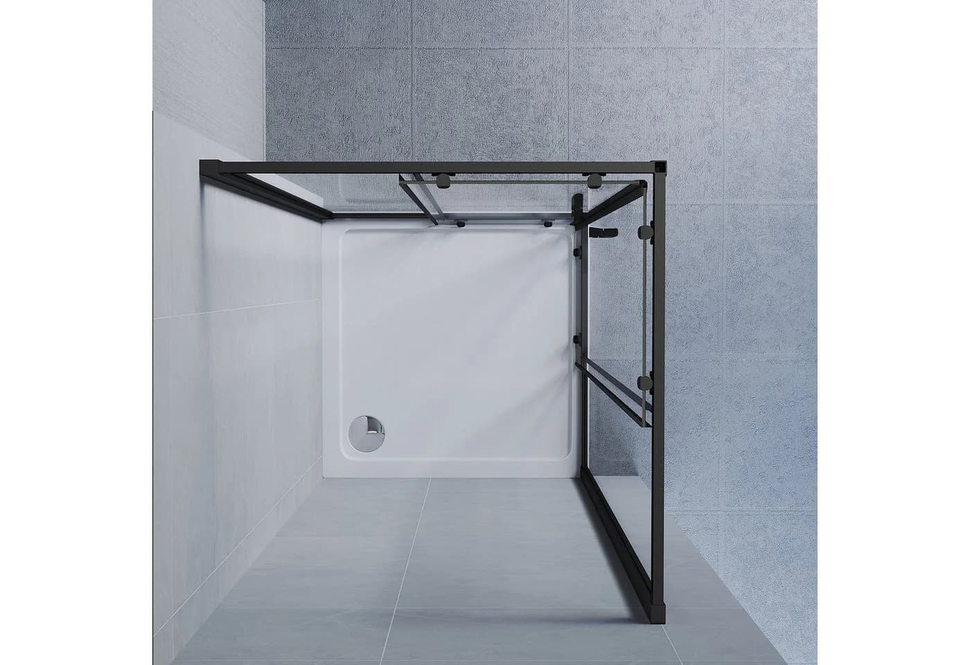 SONNI Eckdusche 80x80cm mit Schiebetür und Sicherheitsglas - Bild 4
