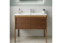 SONNI Waschbeckenschrank mit Sensorleuchte & Glasbecken, Kongo-Teak-Optik Bild 2