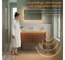 SONNI Waschbeckenschrank mit Sensorleuchte & Glasbecken, Kongo-Teak-Optik Bild 4