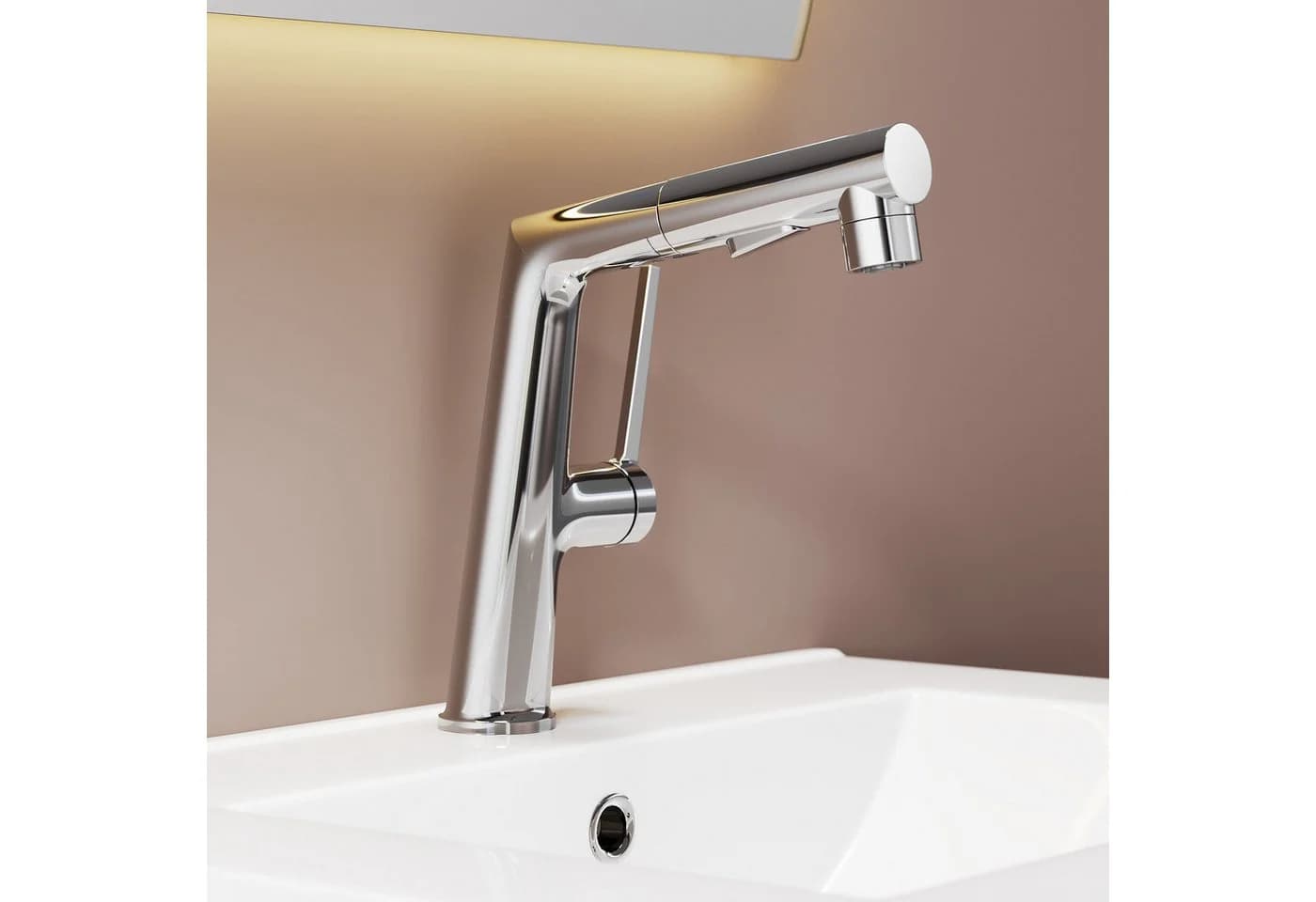 SONNI Waschtischarmatur mit Ausziehfunktion & Oberwasser-Munddusche - Bild 2