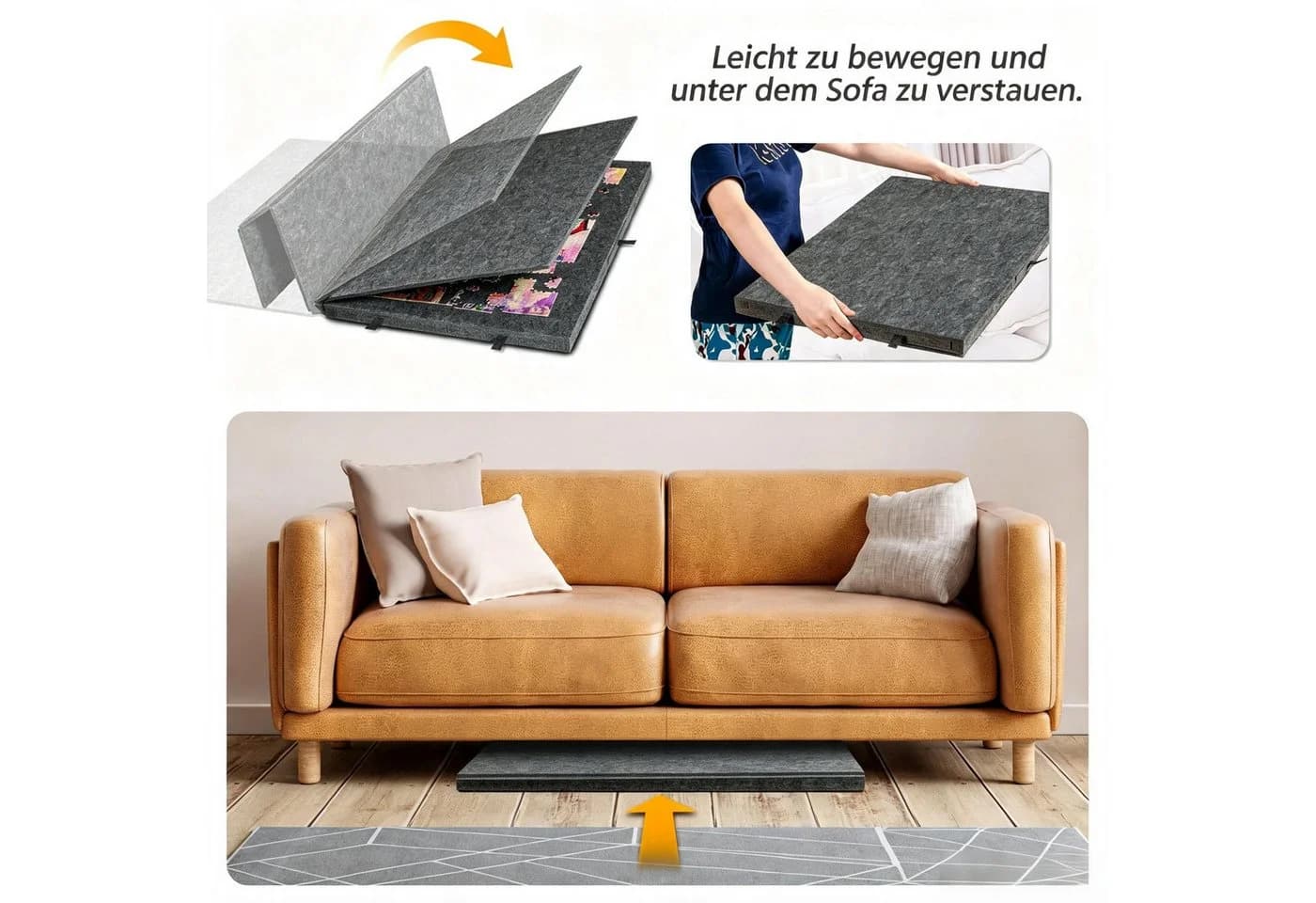 Kityhome Puzzleunterlage 2-in-1 Grau mit 6 Schubladen & Filz - Bild 5