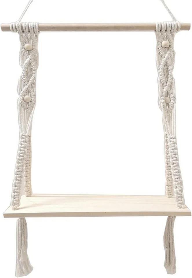 AURIVION Makramee Wandregal Holz Weiß Boho Deko - Bild 2