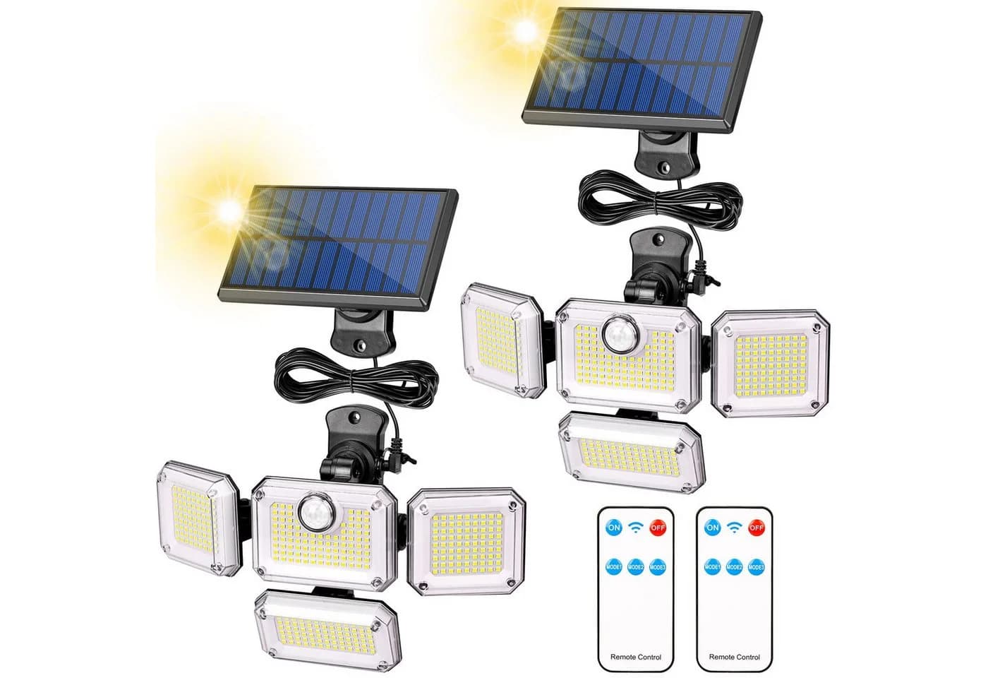 AIBISTAR Solarleuchte 333 LED mit Bewegungssensor IP65 Schwarz - Bild 2