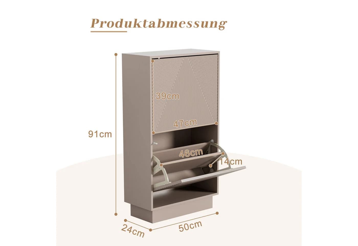 UEV Schuhschrank mit 2/3 Klappen schmal Moka - Bild 3