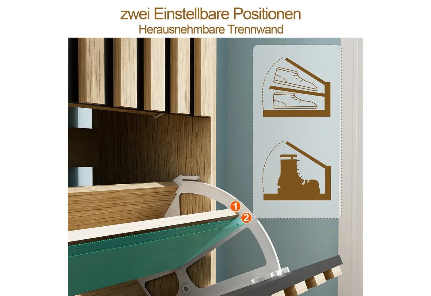 UEV Schuhschrank mit 4 Klappen, Schuhregal Schmal, 102x24x86,5cm, Schwarz - Bild 4