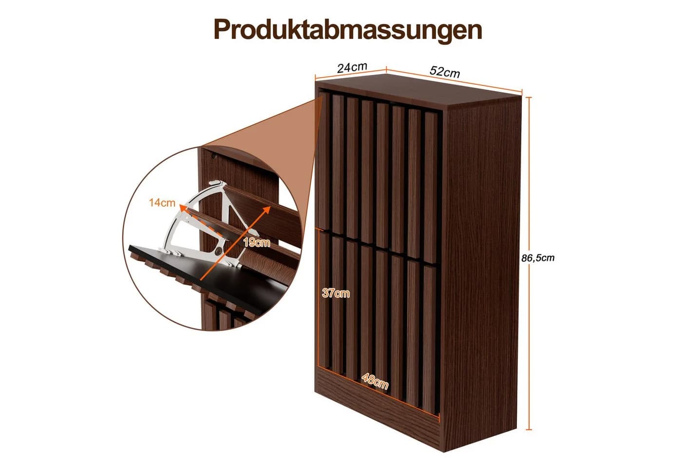 UEV Schuhschrank 2-Klappen Modern Braun/Schwarz Holzoptik - Bild 4