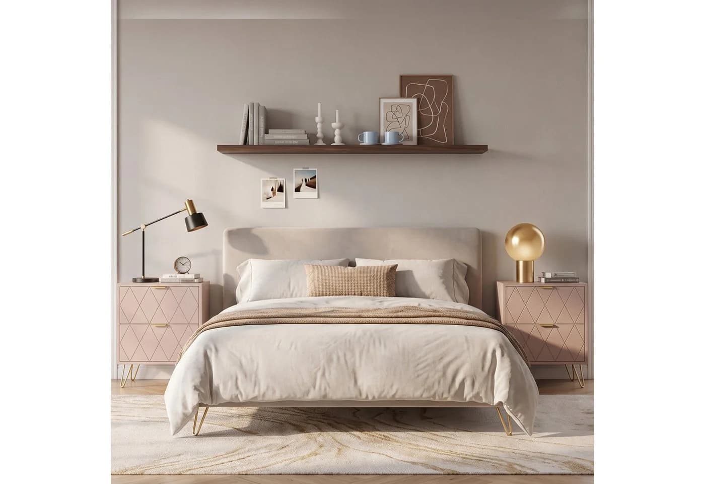 UEV Schlafzimmer-Set 3er-Set Weiß/Schwarz/Blau Skandinavisch - Bild 3