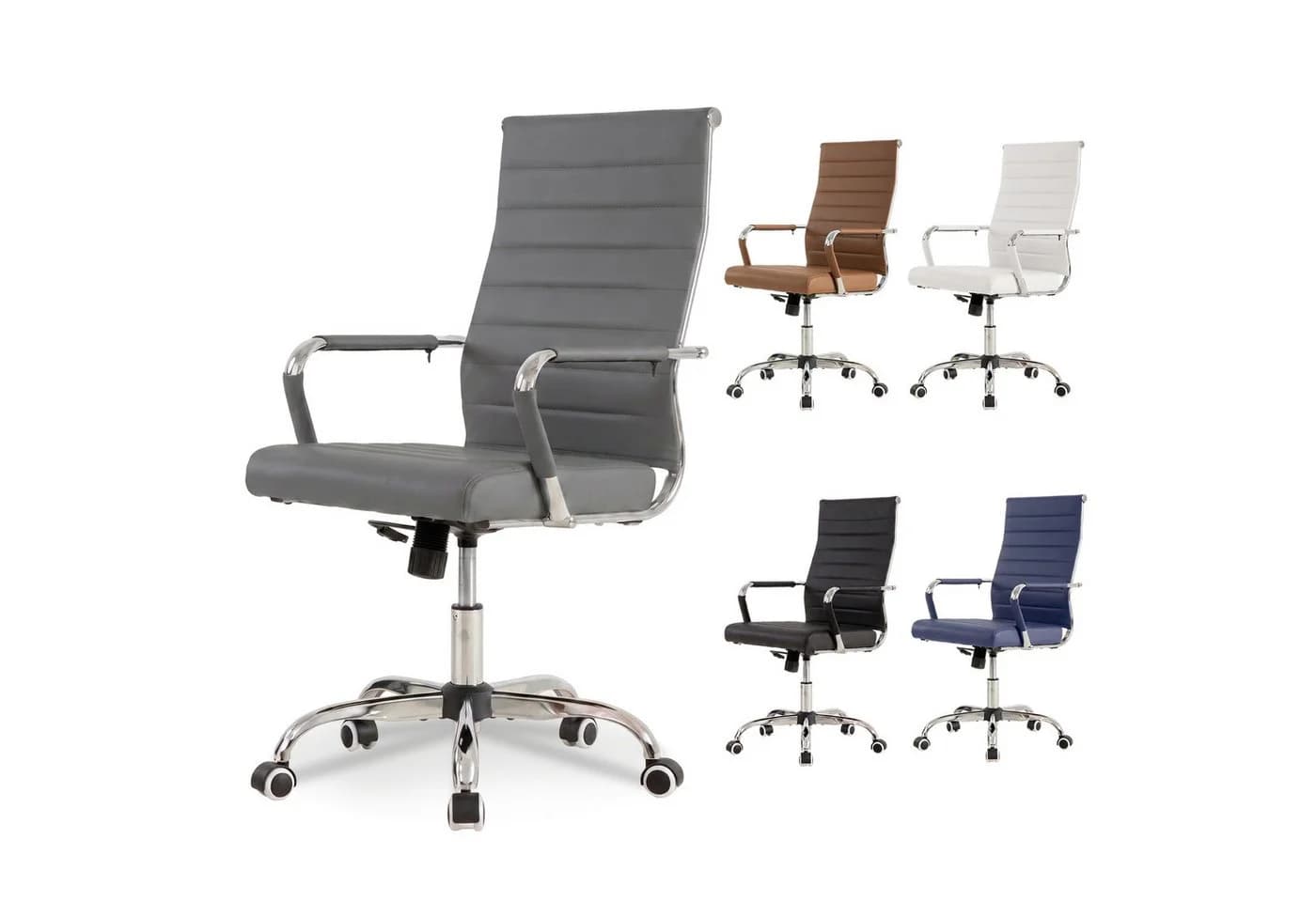 UEV Ergonomischer Bürostuhl Grau Metallrahmen Kunstleder - Bild 2