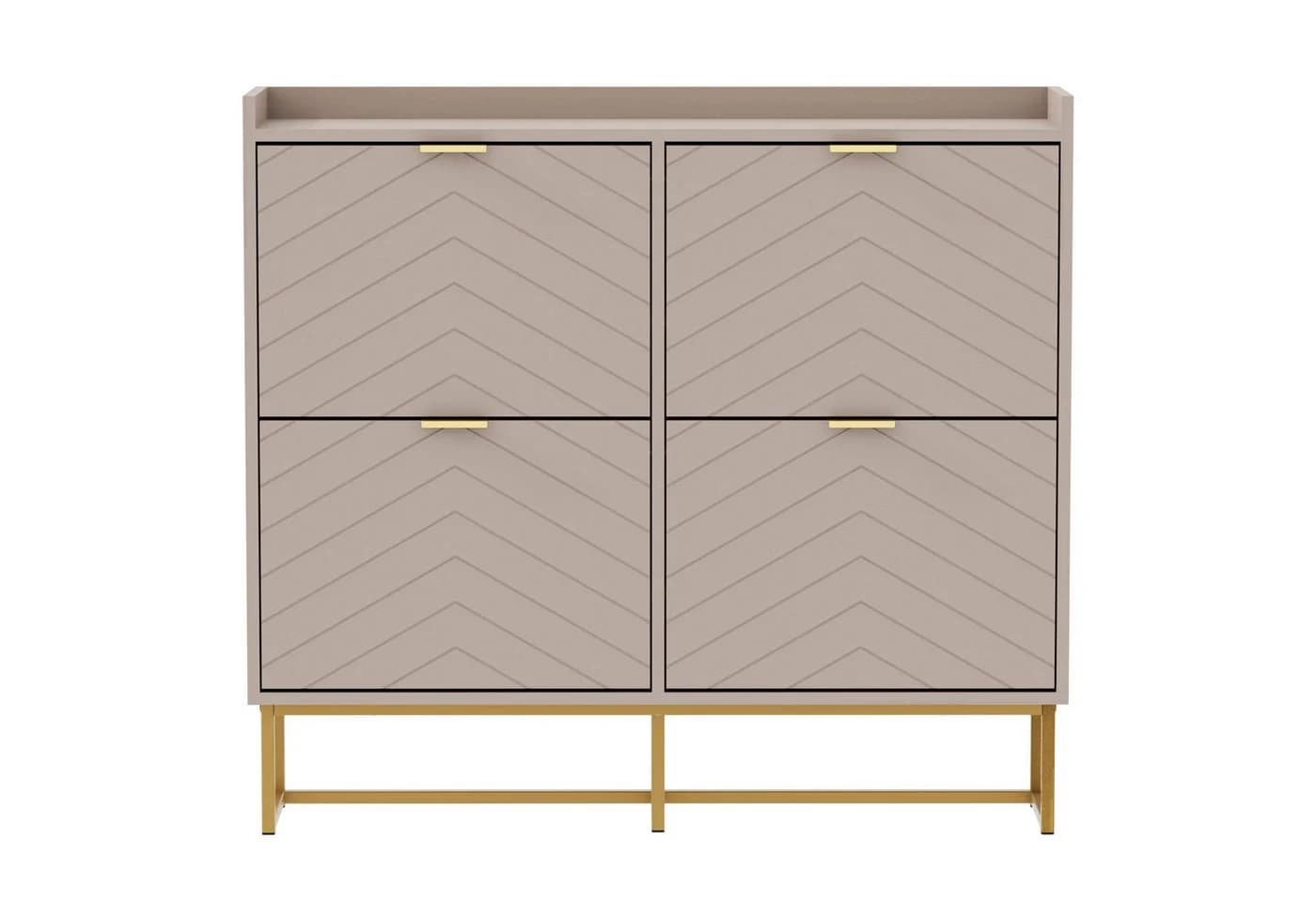 UEV Schuhschrank schmal mit 4 Klappen Moka - Bild 2