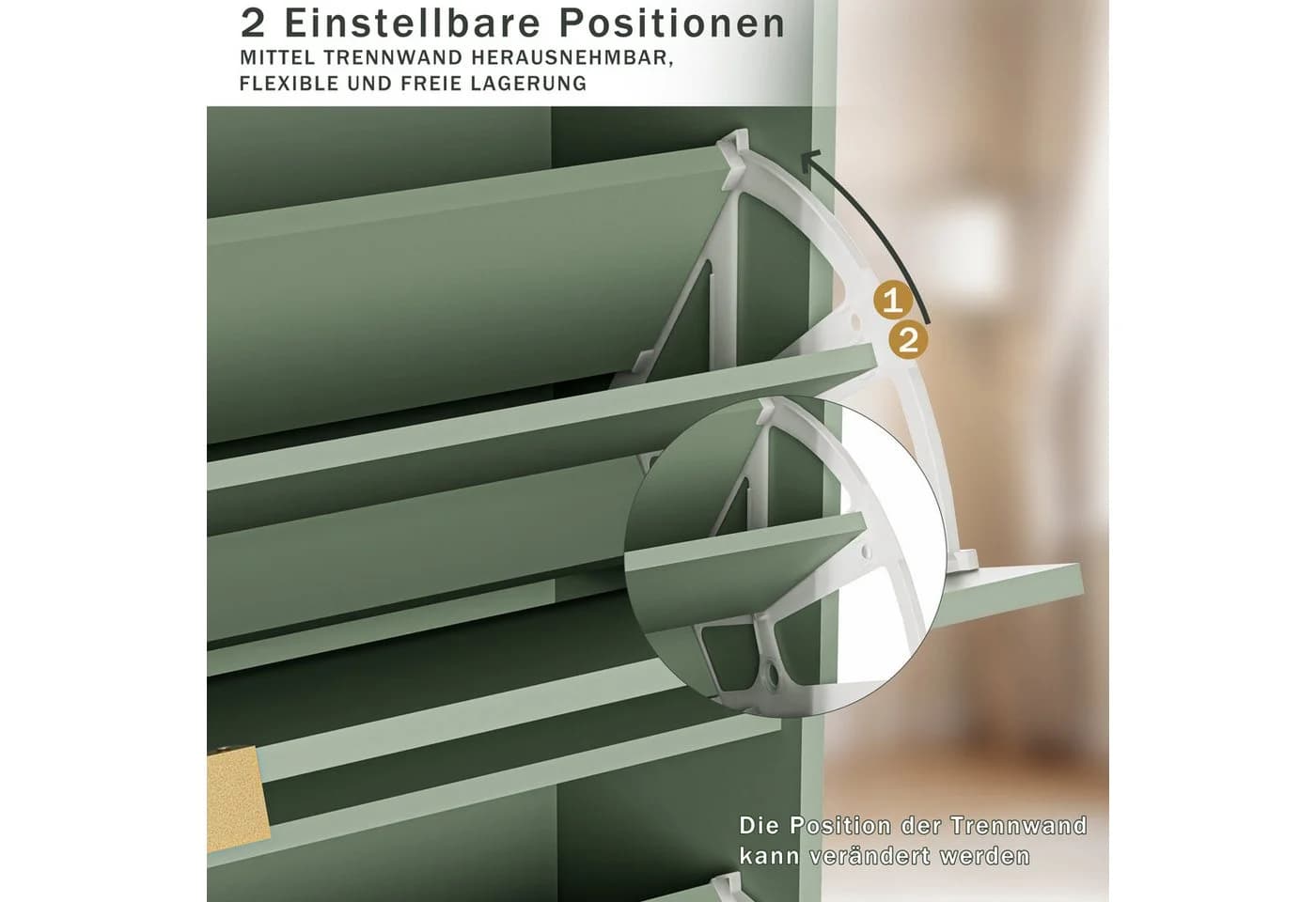 UEV Schuhschrank schmal mit Kippschutz & verstellbaren Trennwänden - Bild 5