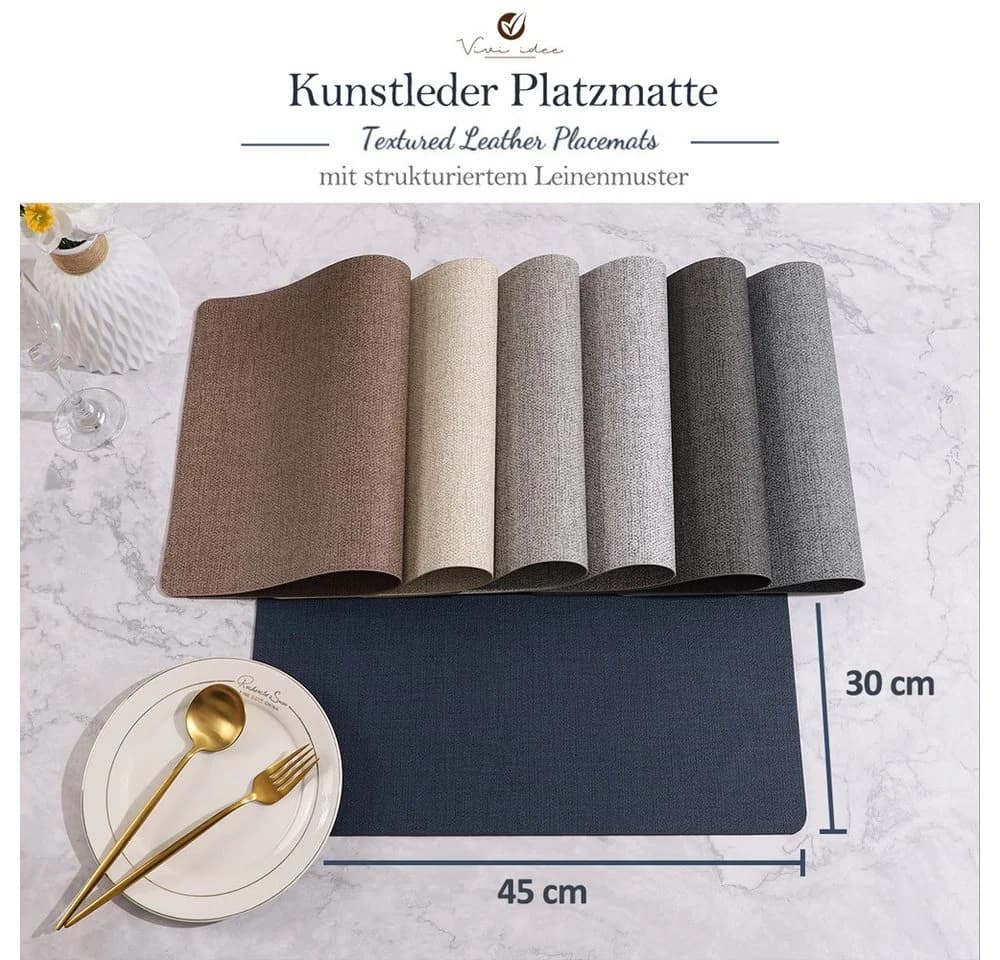 Vivi Idee Platzset Beige Kunstleder 4er Set
