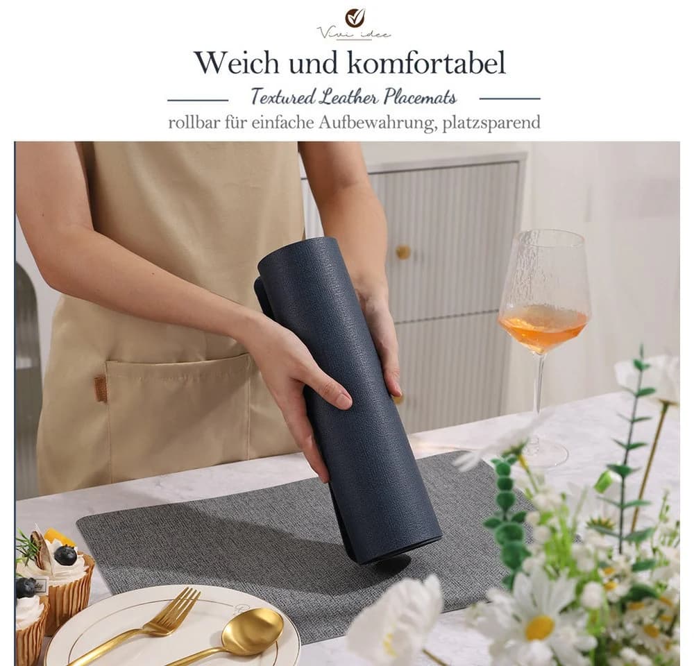 Vivi Idee Platzset Beige Kunstleder 4er Set - Bild 5