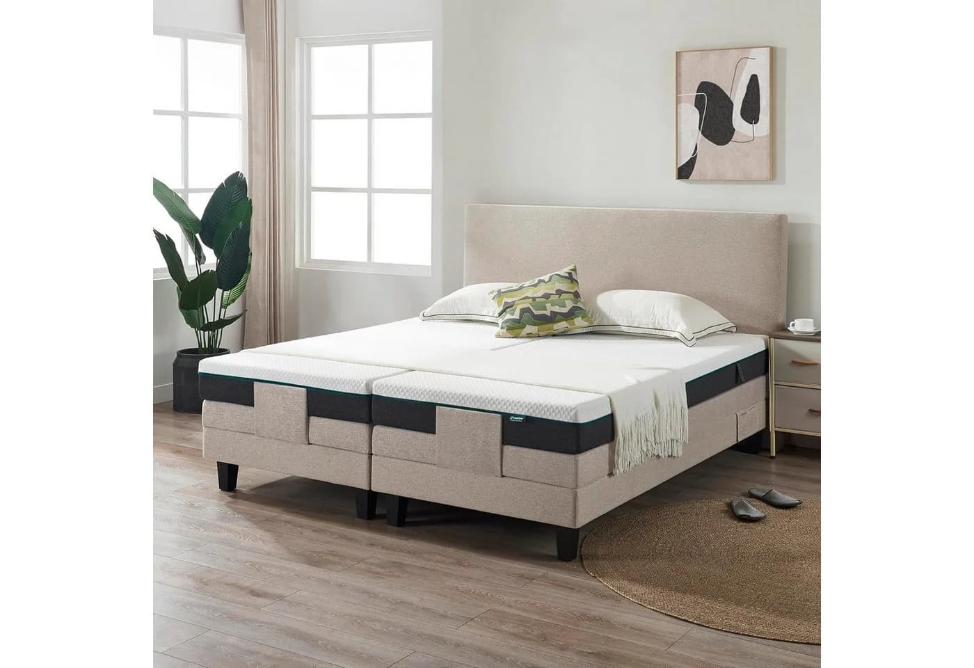 V6 Boxspringbett 209E Elektrisch Verstellbar Beige - Bild 4