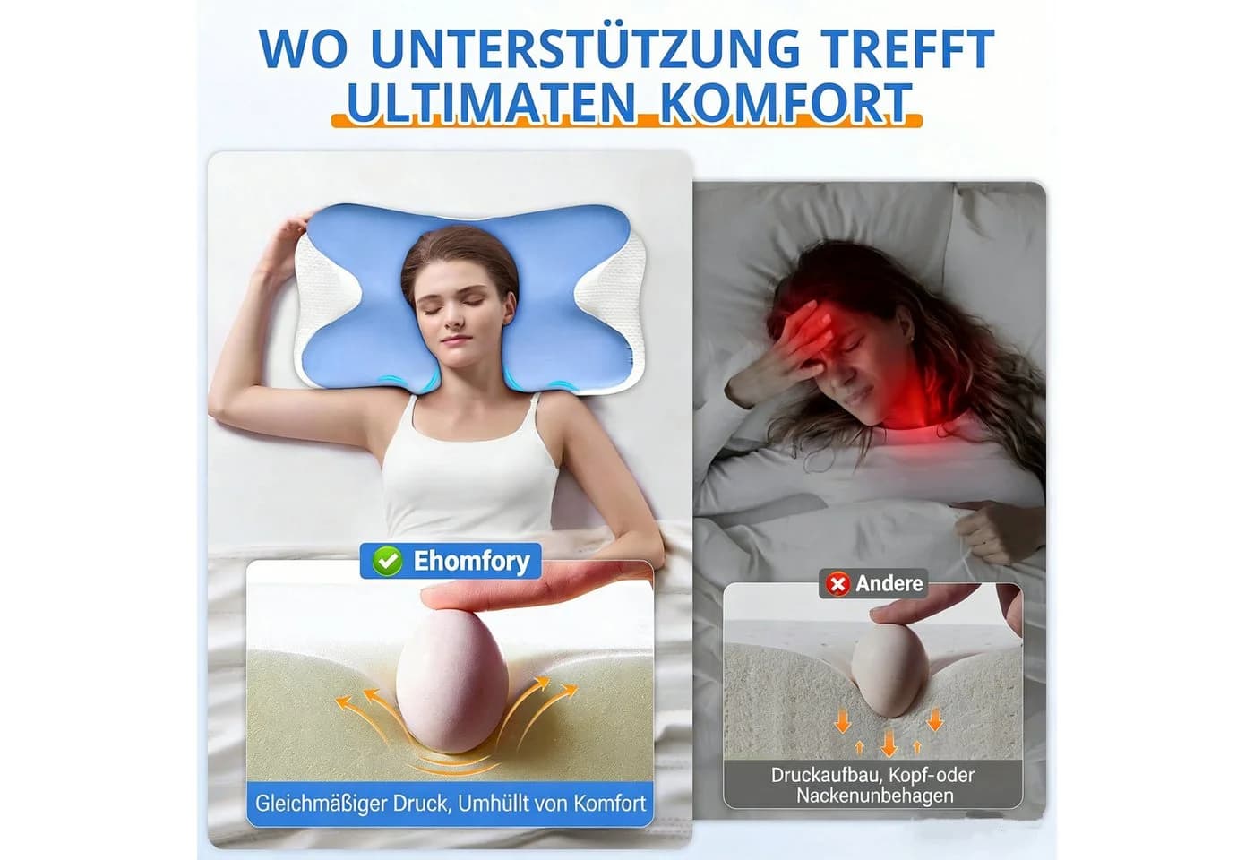 Kityhome Kopfkissen Memory-Schaum Nackenstützkissen - Bild 4