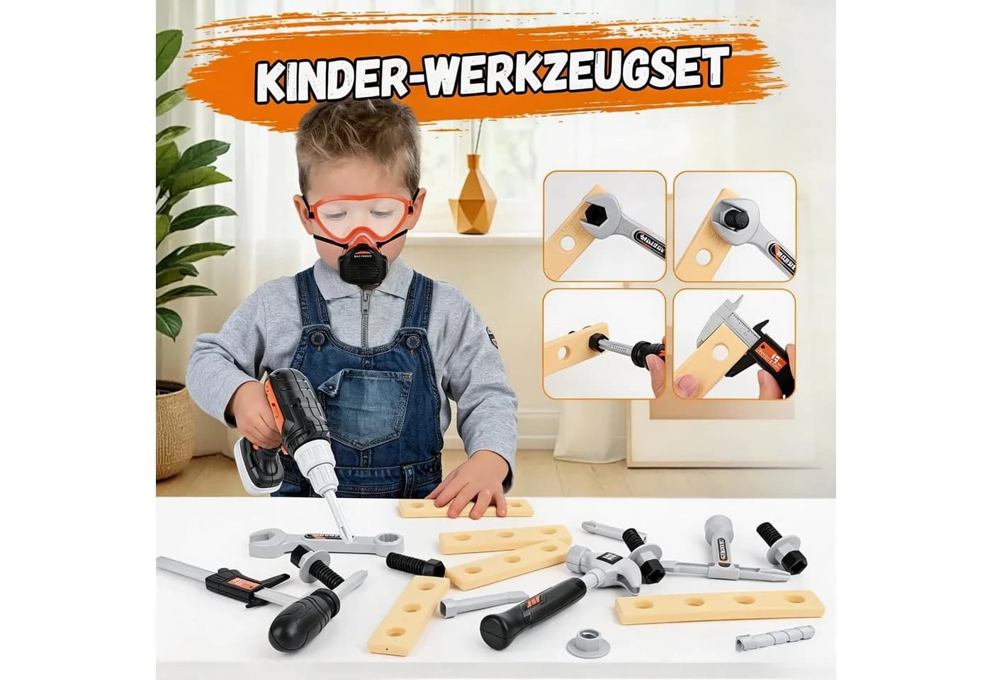 Kityhome Kinder-Werkzeug-Set 32-tlg mit Bohrer & Zubehör