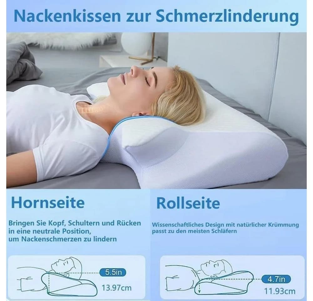 Kityhome Orthopädisches Nackenkissen Memory Foam 2 Höhen waschbar
