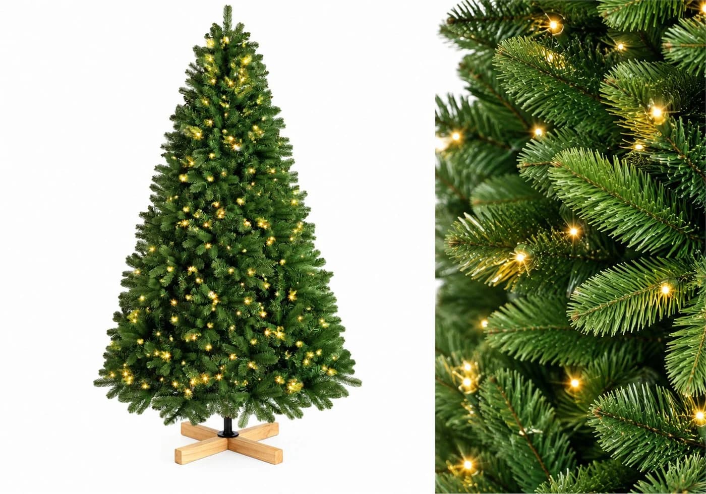 Vankel Künstlicher Weihnachtsbaum mit Schneeoptik – dichter realistischer Tannenbaum mit LED-Lichterkette - Bild 2