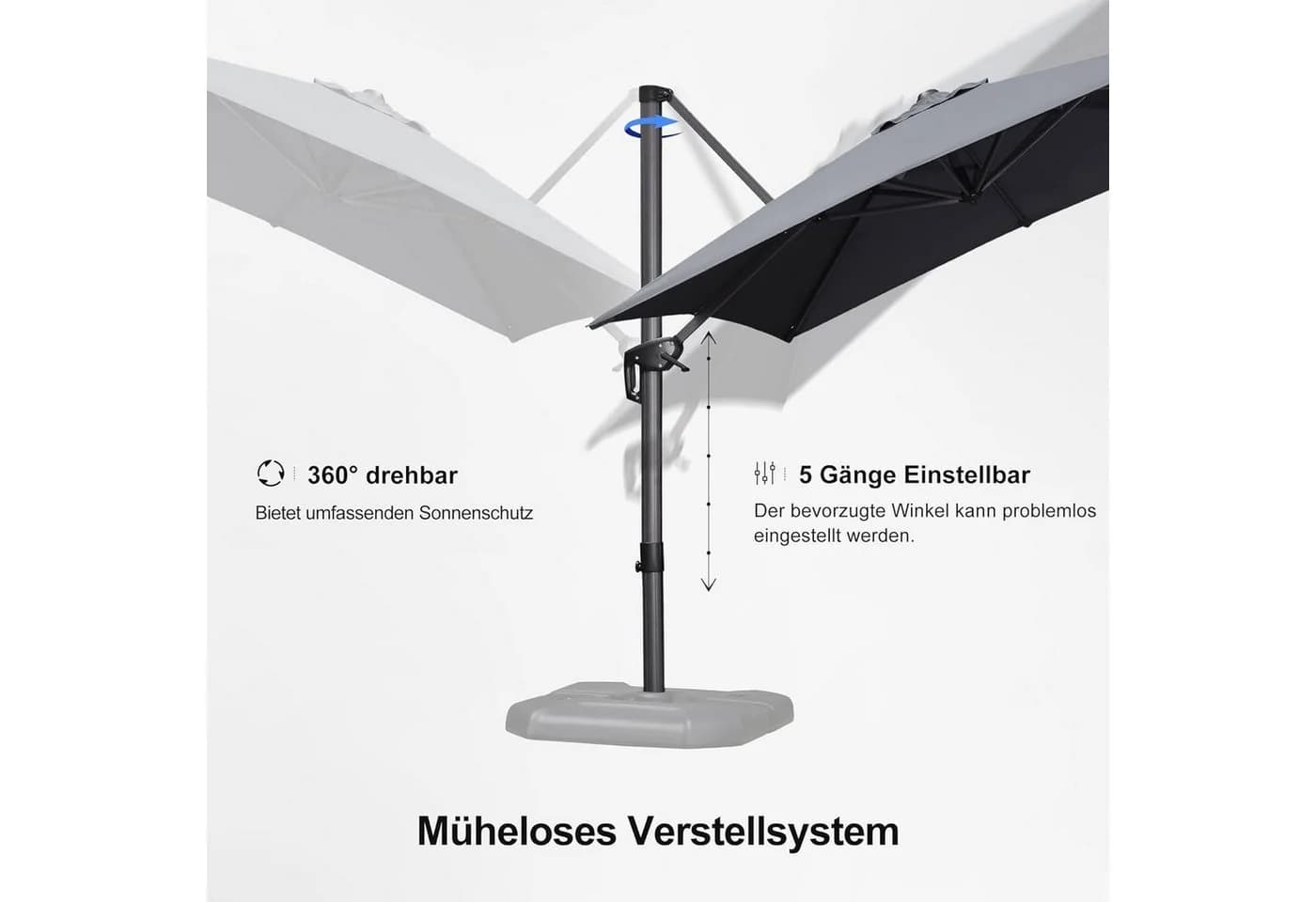 PURPLE LEAF Sonnenschirm Quadratisch UV50+ 360° Rotation - Bild 5