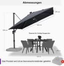 PURPLE LEAF Sonnenschirm Quadratisch LED-Licht 360° Rotation Bild 1