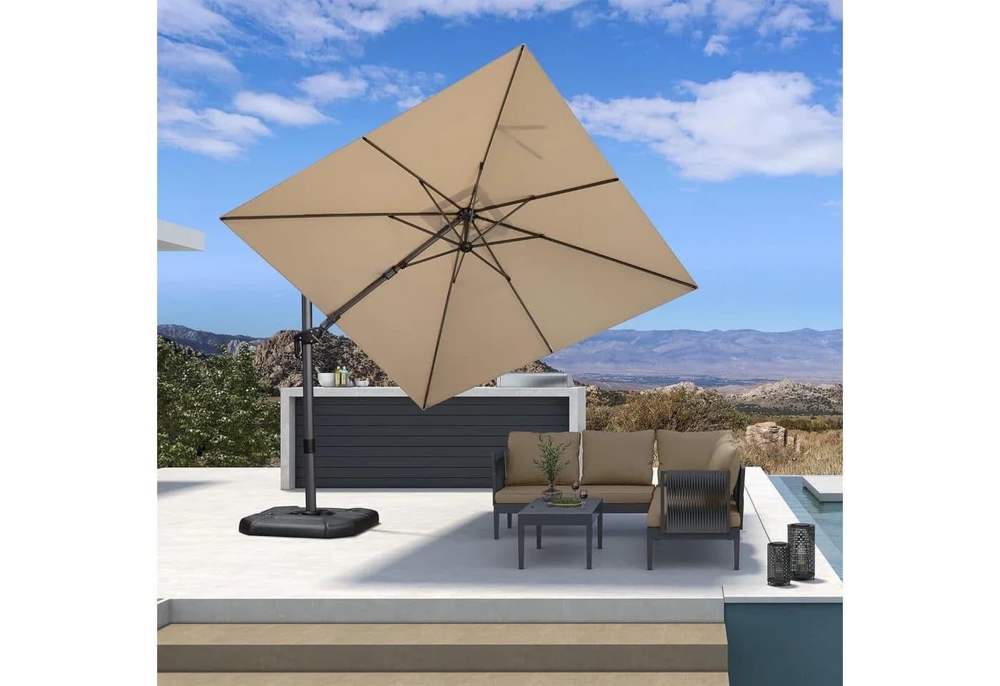 PURPLE LEAF Terrassenschirm Beige 270x270 cm UV50+ Ampelschirm - Bild 4