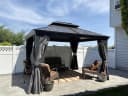 PURPLE LEAF Gartenpavillon Grau mit Stahldach - Wasserdicht & Winterfest Bild 1