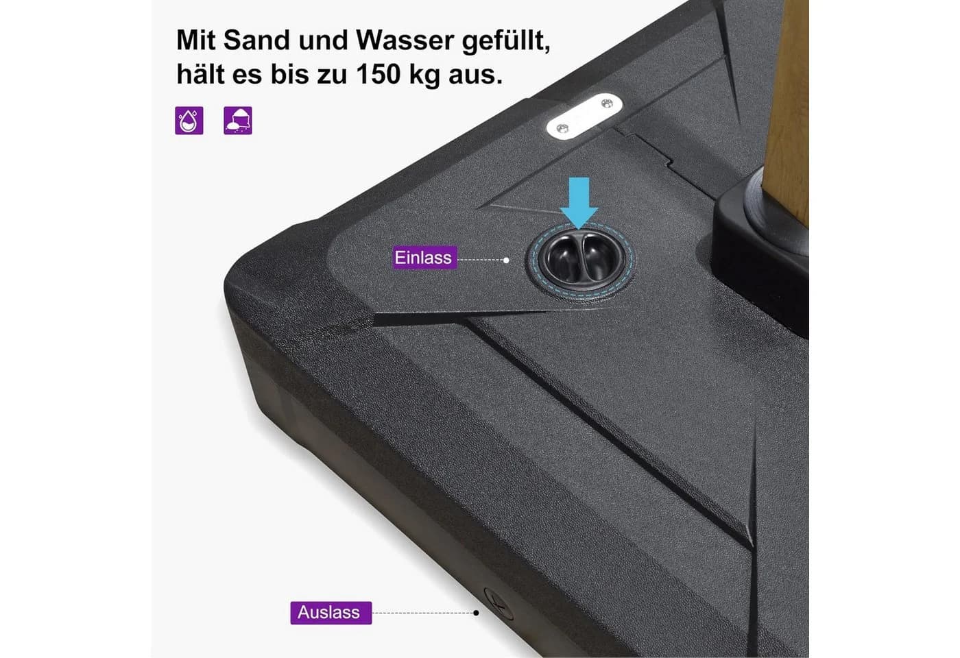 PURPLE LEAF Schirmhalter Ampelschirmständer Schwarz Groß