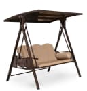 PURPLE LEAF Hollywoodschaukel 3-Sitzer Beige Stahlrahmen PVC Hardtop Bild 2