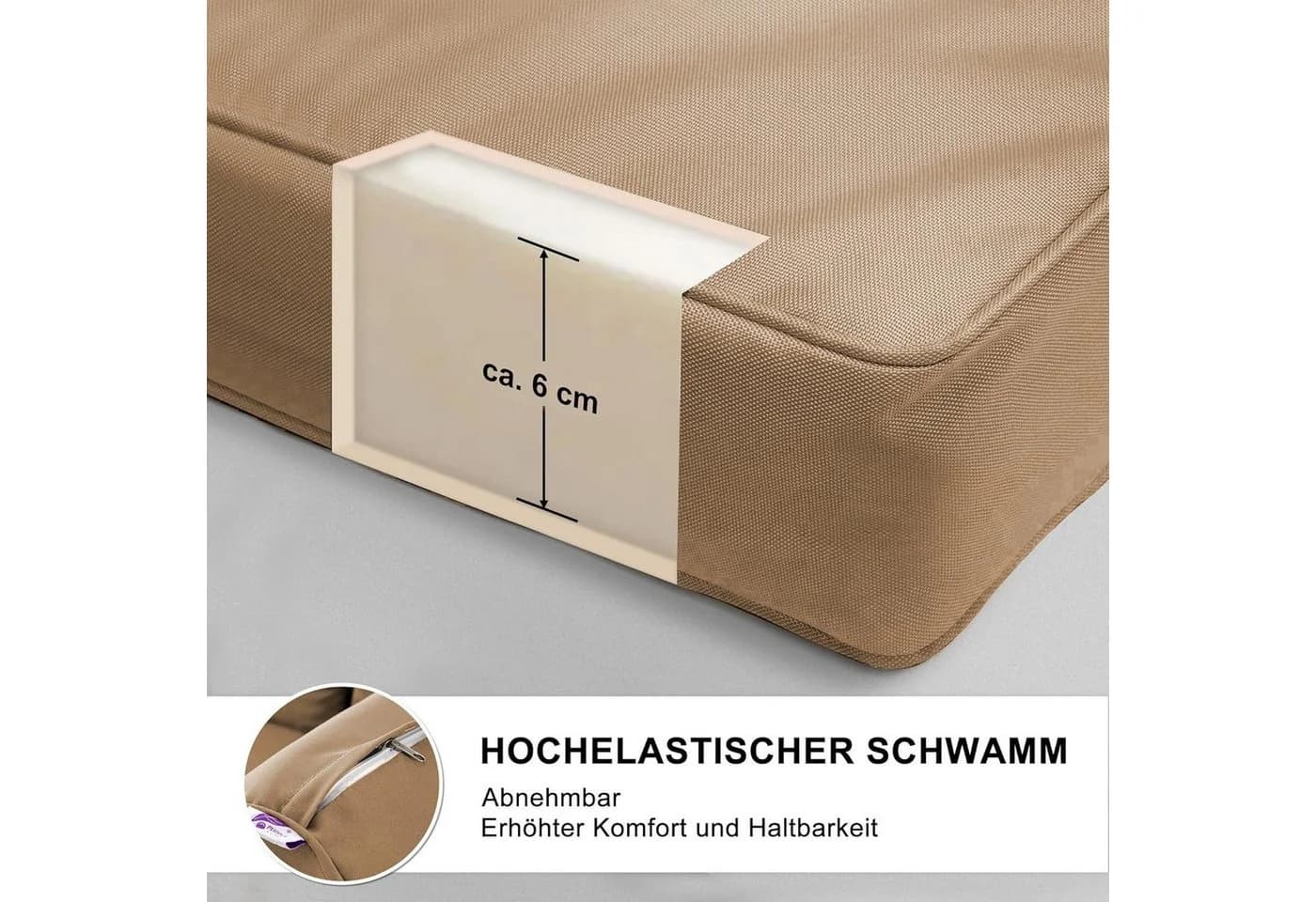 PURPLE LEAF Hollywoodschaukel 3-Sitzer Beige Stahlrahmen PVC Hardtop - Bild 4