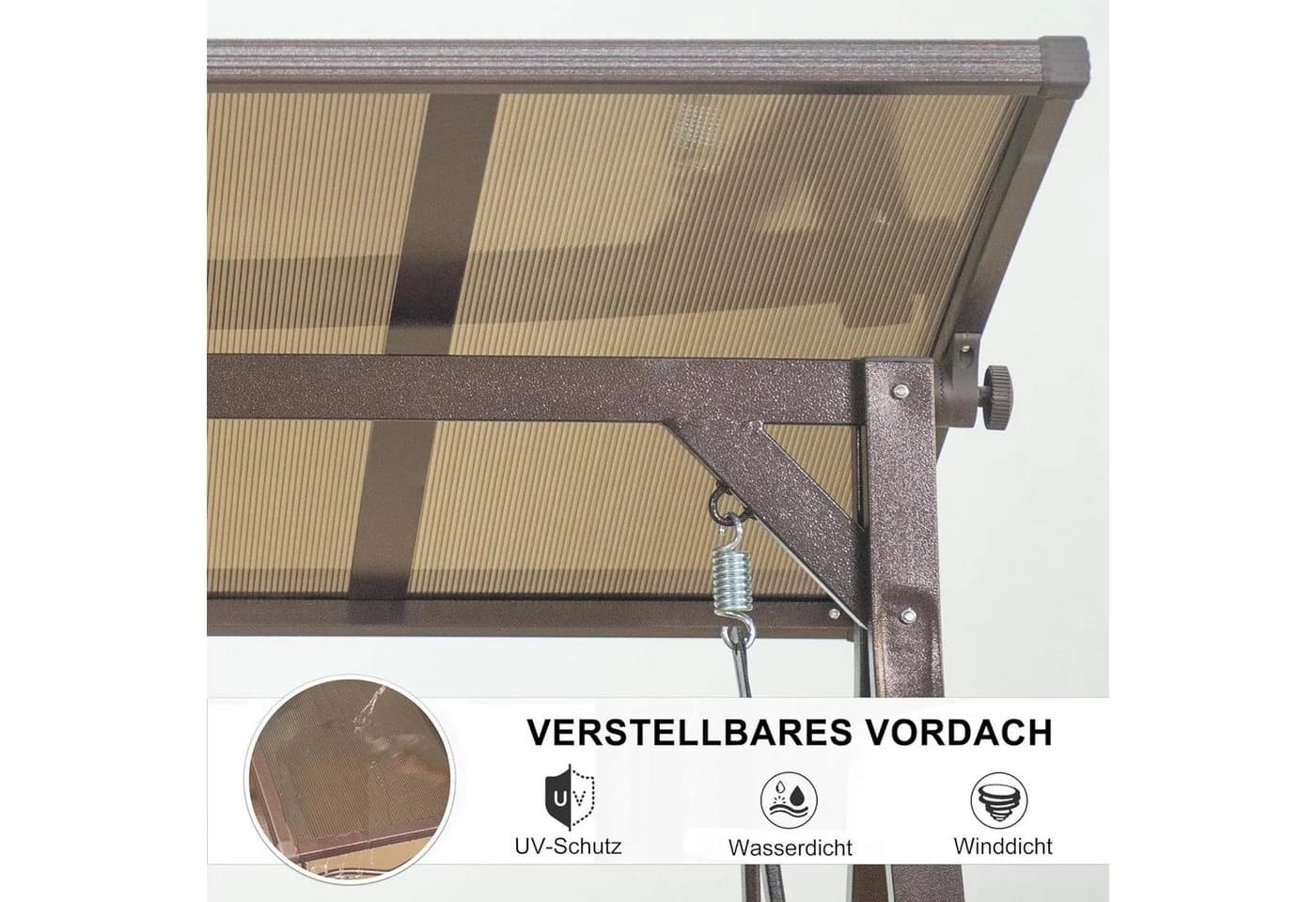 PURPLE LEAF Hollywoodschaukel 3-Sitzer Beige Stahlrahmen PVC Hardtop - Bild 5