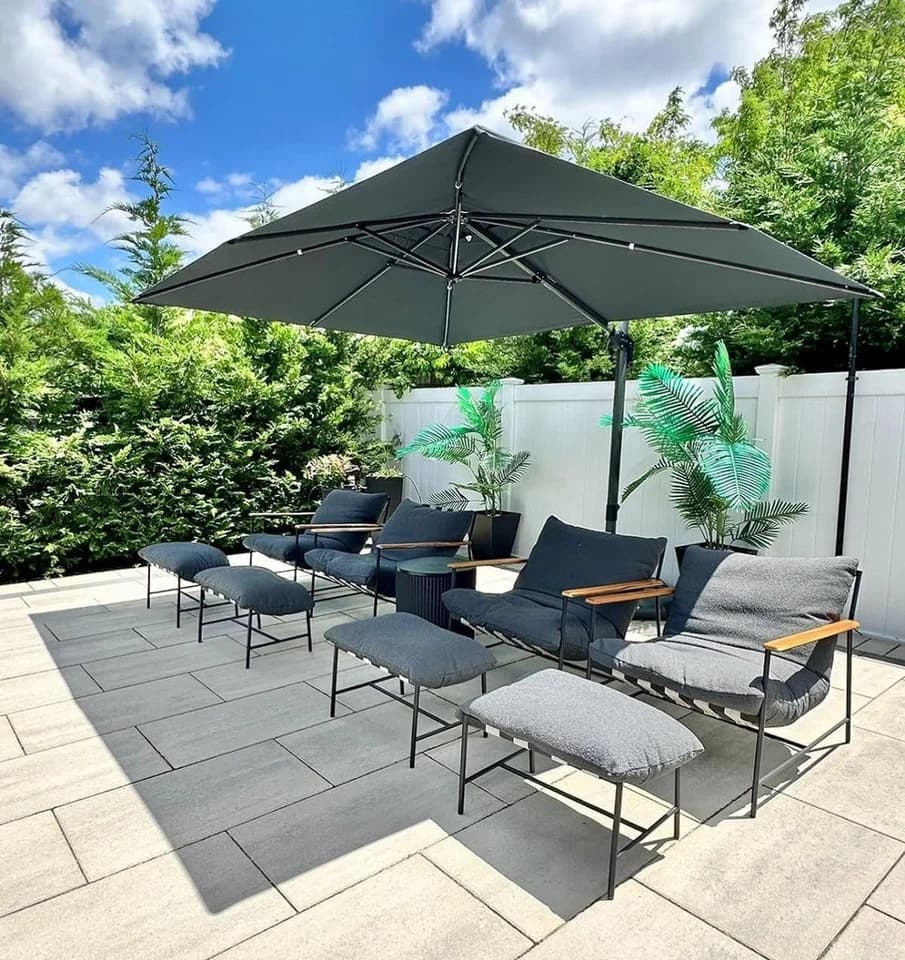 PURPLE LEAF Sonnenschirm Grau 300x300 cm 360° drehbar - Bild 5
