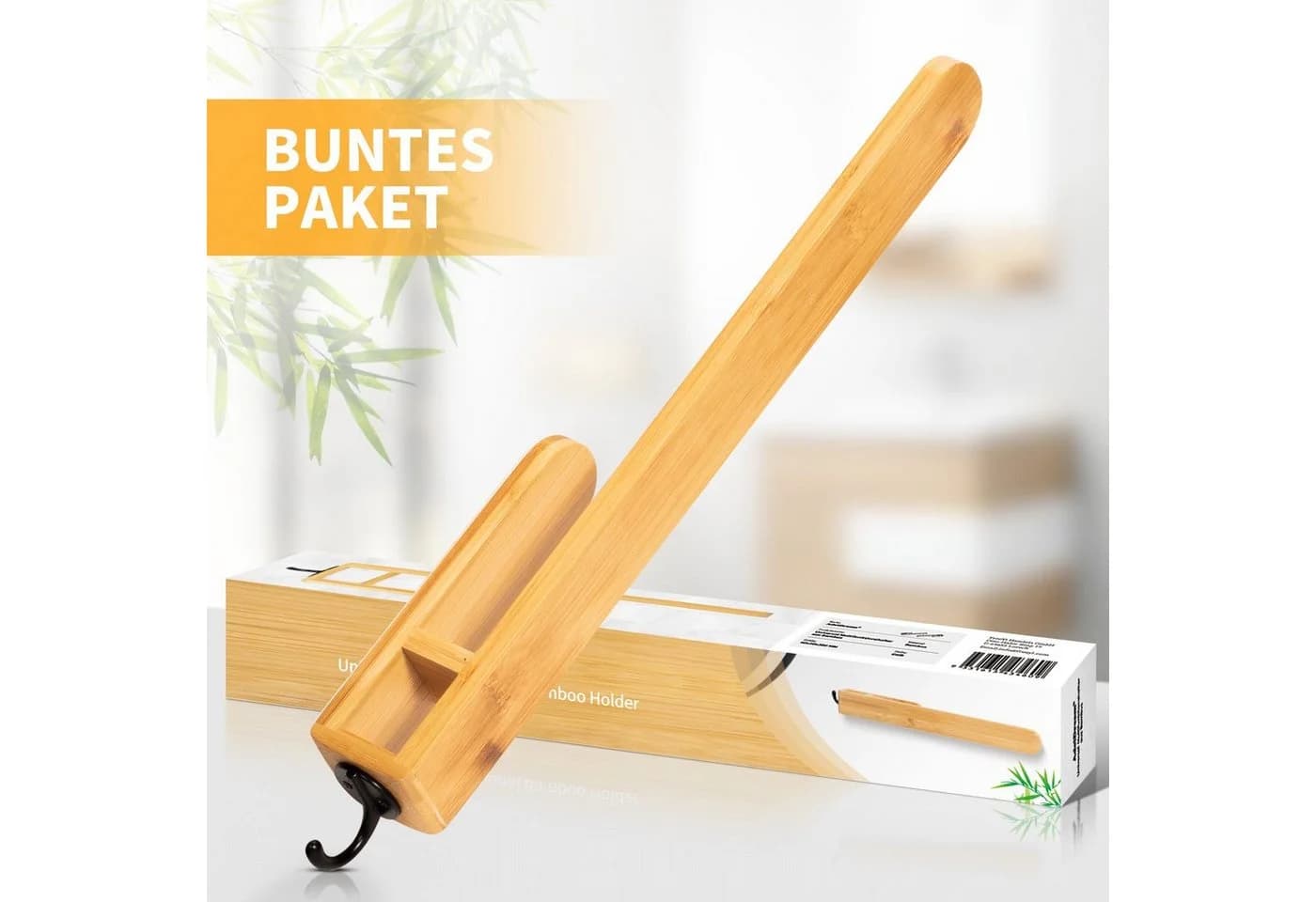 AdelDream Selbstklebender Bambus Handtuchhalter für Badezimmer