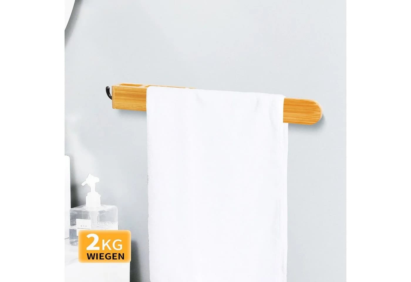 AdelDream Selbstklebender Bambus Handtuchhalter für Badezimmer - Bild 5