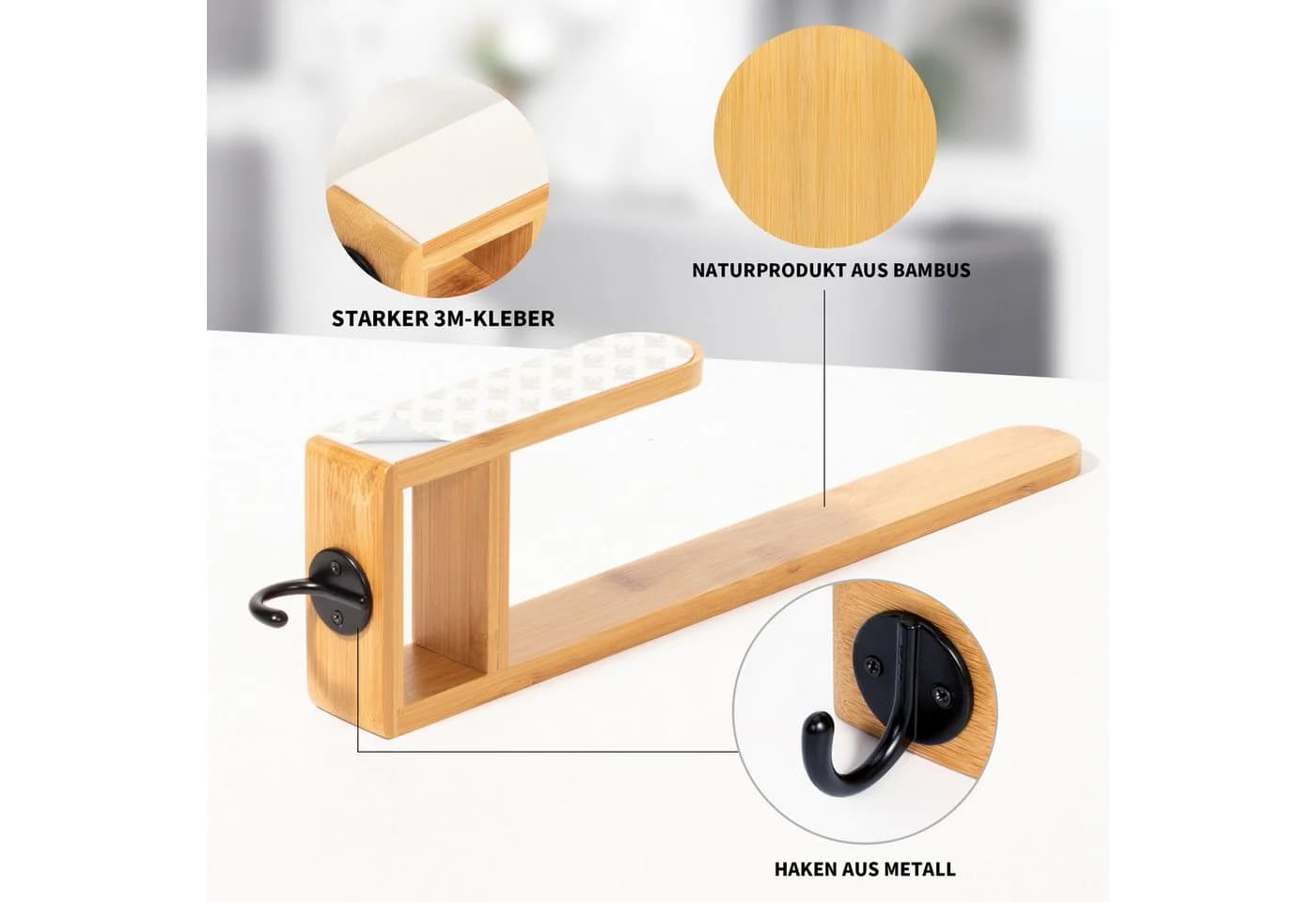 AdelDream Handtuchhalter Umweltfreundlich Bambus Selbstklebend - Bild 5
