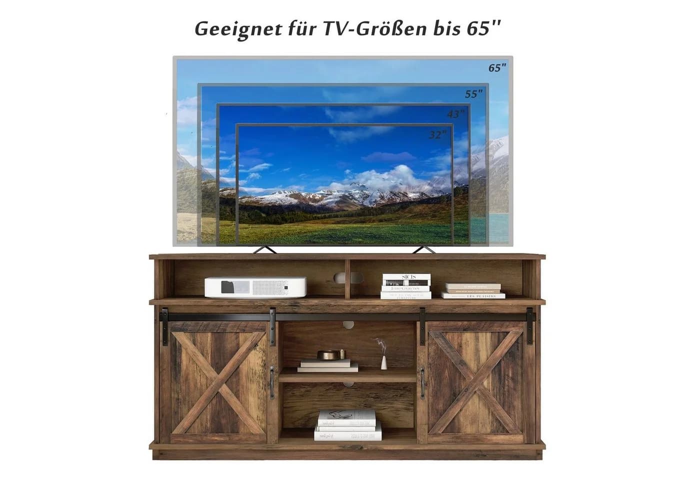 Odikalo TV-Schrank mit 2 Schiebetüren Braun - Bild 4