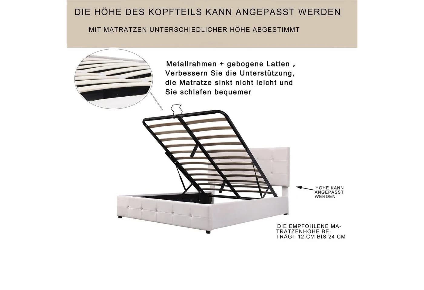 Odikalo Stauraumbett Polsterbett mit hydraulischer Hubfunktion und Samtbezug - Bild 4