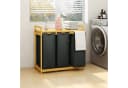 AdelDream Wäschekorb 3 Fächer Bambusrahmen Grau 150 Liter Bild 1