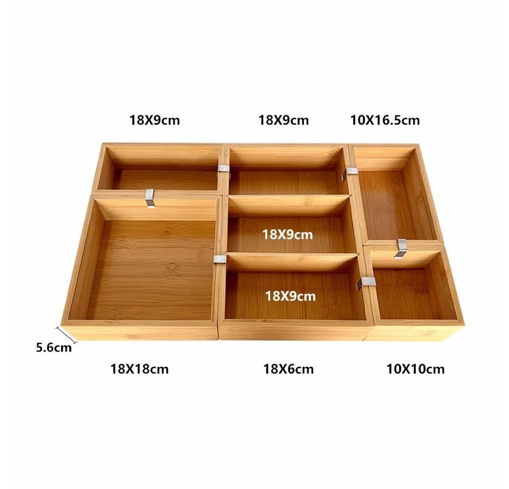 WAOHO Schubladeneinsatz 5-teilig Bambus Organizer