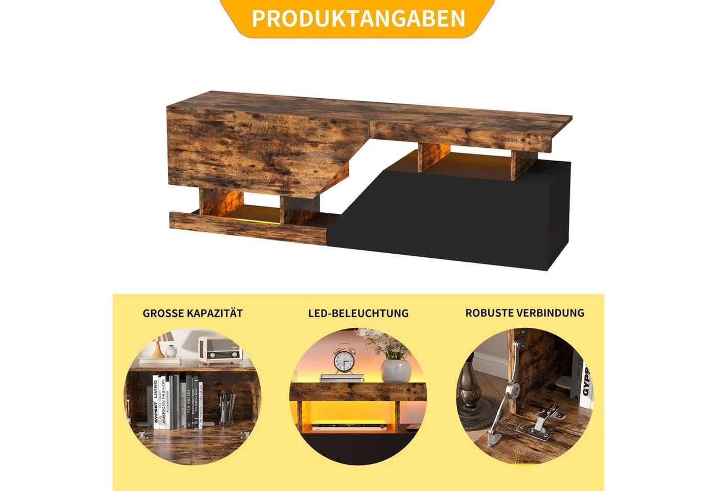 TWSOUL TV-Schrank Modernes Lowboard mit RGB-Beleuchtung - Bild 3