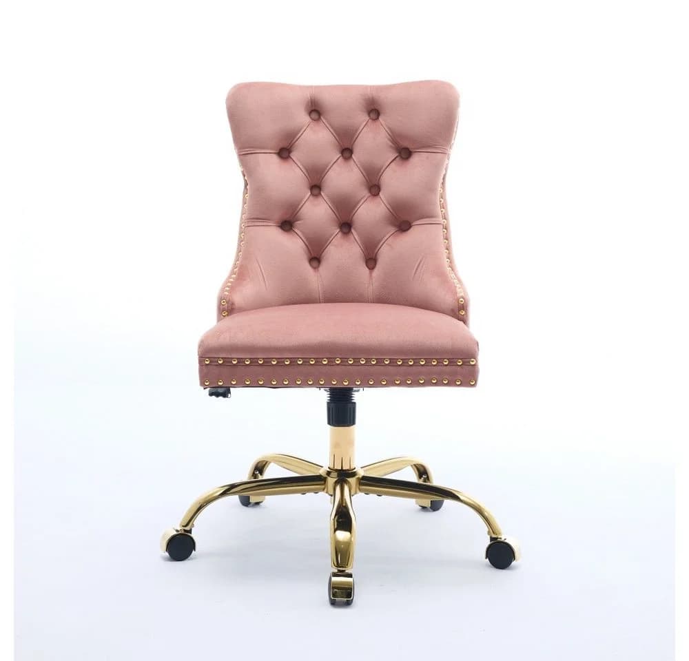 BBWL Polsterstuhl Rosa Samt ergonomisch höhenverstellbar mit Metallgestell