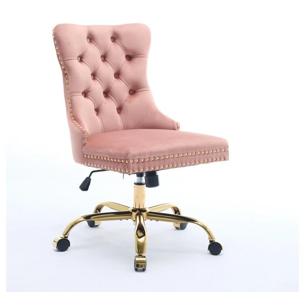 BBWL Polsterstuhl Rosa Samt ergonomisch höhenverstellbar mit Metallgestell - Bild 3