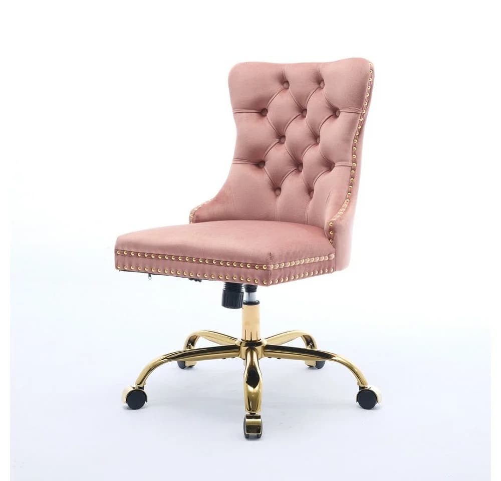 BBWL Polsterstuhl Rosa Samt ergonomisch höhenverstellbar mit Metallgestell - Bild 4
