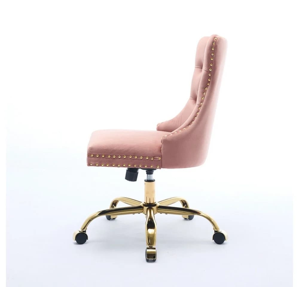 BBWL Polsterstuhl Rosa Samt ergonomisch höhenverstellbar mit Metallgestell - Bild 5