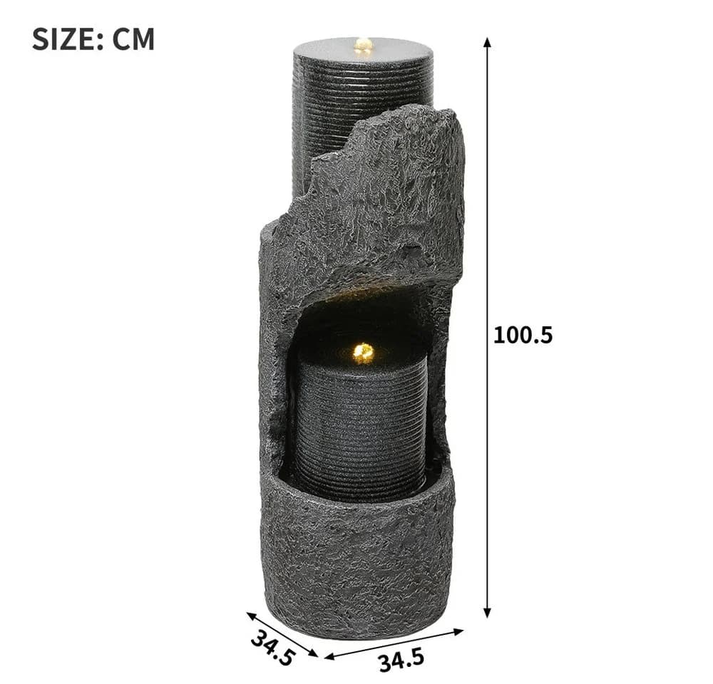 BBWL Zierbrunnen LED Wasserspiel Grau Kunststein Optik - Bild 5