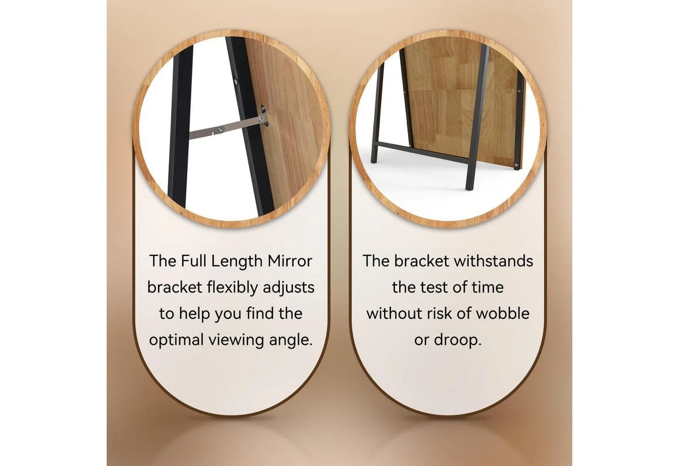 BBWL Ganzkörperspiegel Bogenform Holzrahmen HD Glas - Bild 3